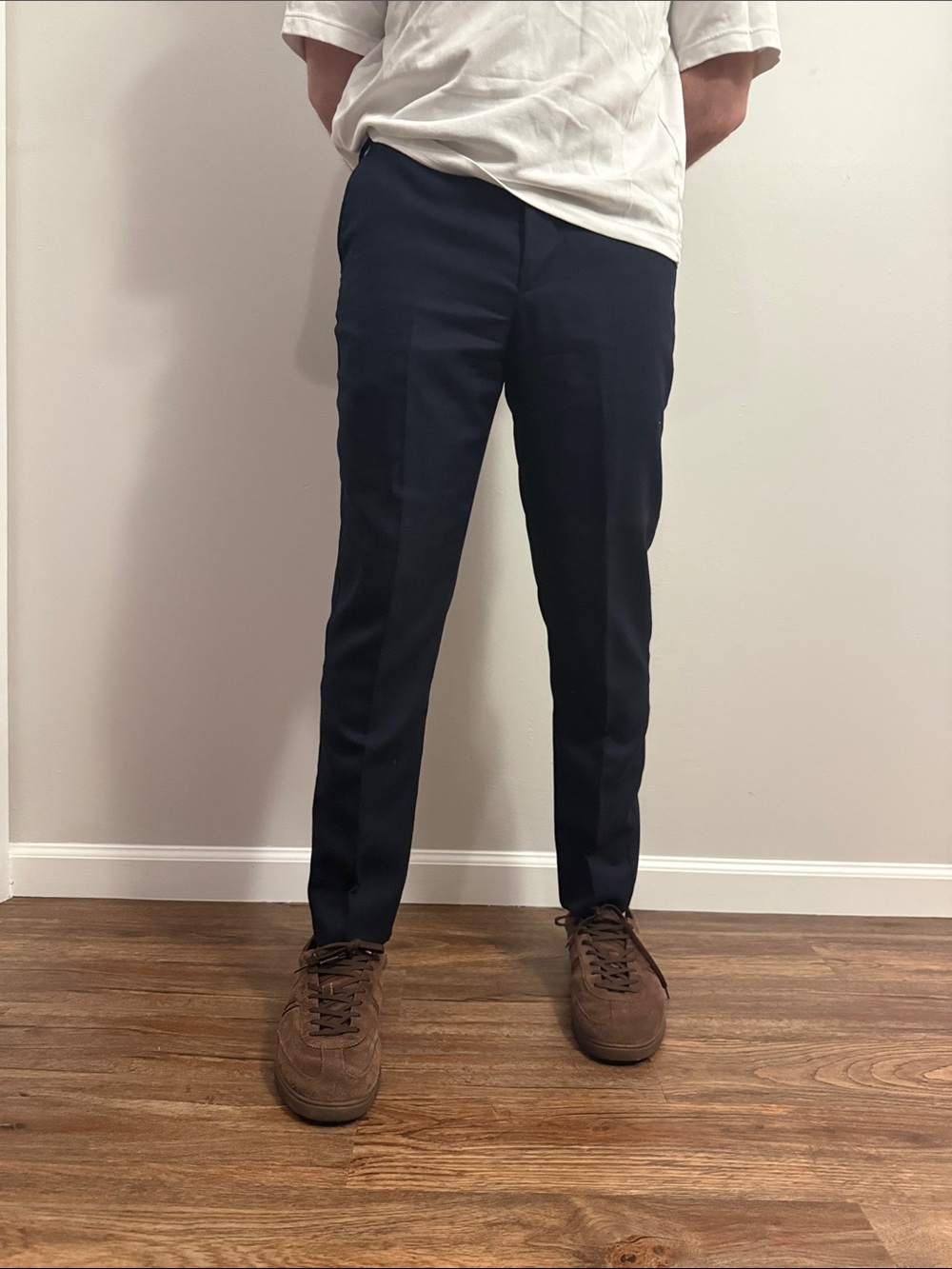 Men's Tailored Navy wool Dress Pants -